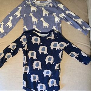 Elephant, Giraffe Baby Onesie Set of 2, 6 months